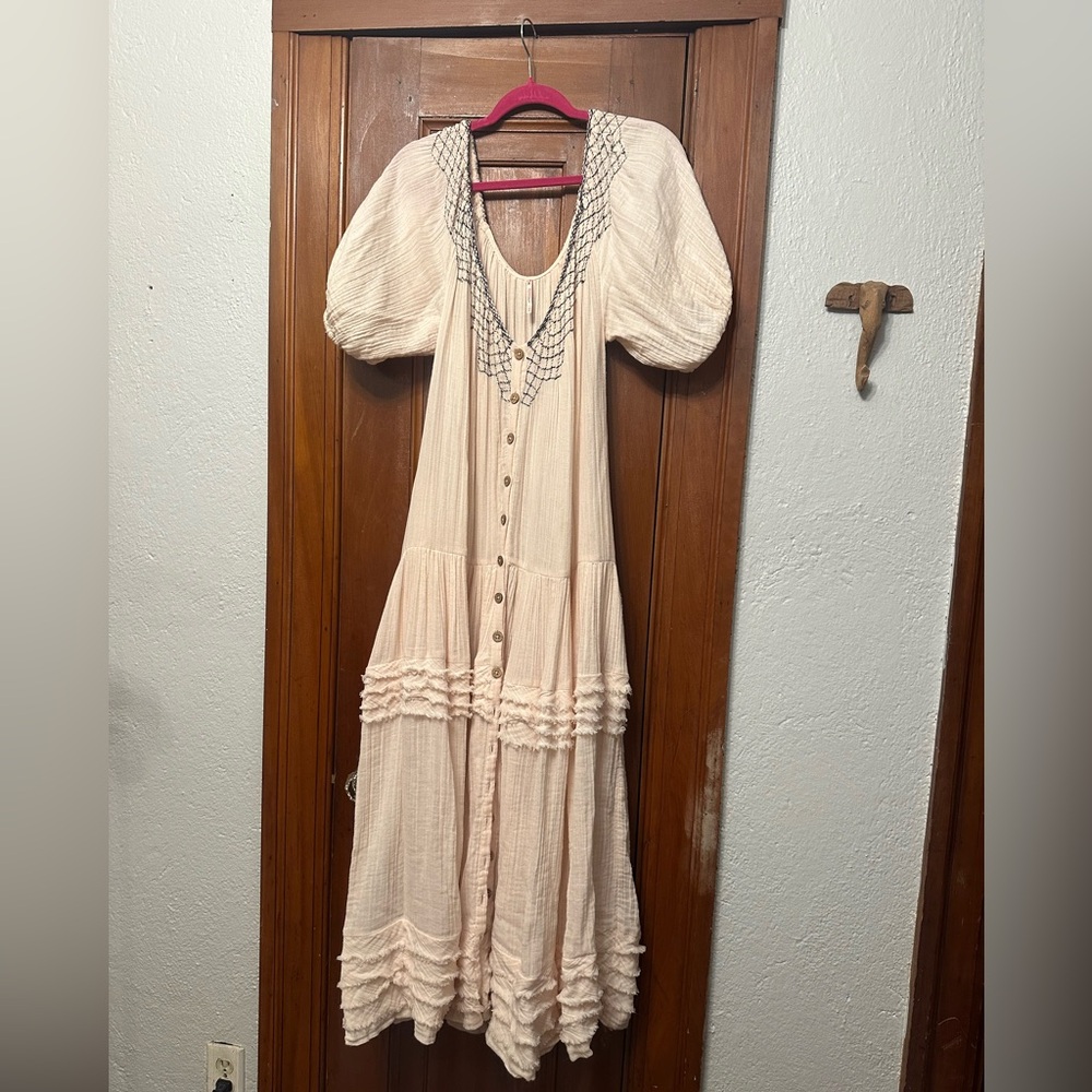 Free People NWOT Sunday Stroll Cotton Cream Maxi Dress - Picture 2 of 5